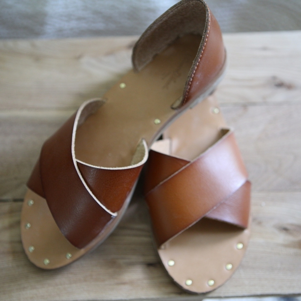 Brown Leather Sandals - Size 6